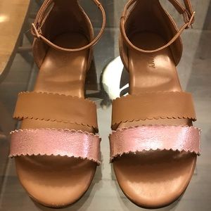 Kids Sandals - Tan & Pink